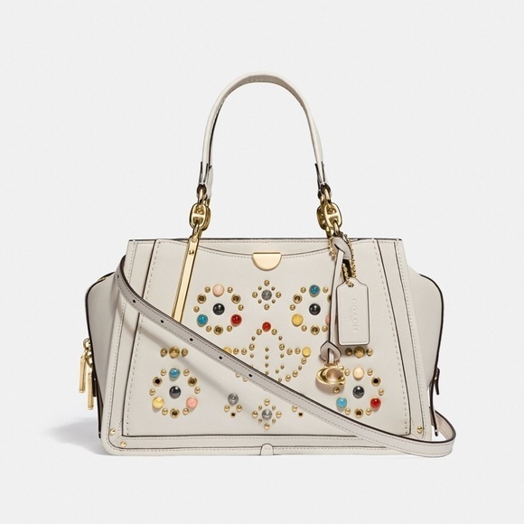 NWT Coach Dreamer White Satchel with Multicolor Studs - Picture 1 of 8
